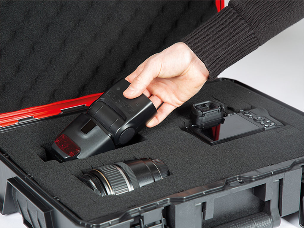 The raster foam for safe storage of sensitive equipment in the E-Case S.